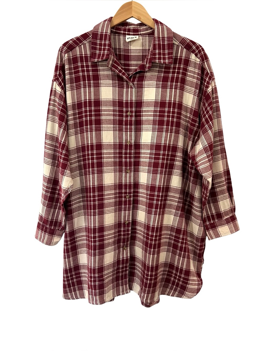 Pact women’s Fireside Flannel oversized shirt XL/XXL plaid organic cotton tunic